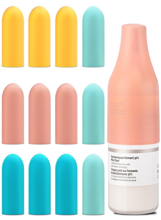 MERDTTES 12 Pack Silicone Bottle Covers, Travel Essentials for Women Men, Elastic Sleeves for Leak Proofing, Beach Vacation Essentials, Cruise Essentials 2025, Colorful Airplane Travels Accessories - Image 1